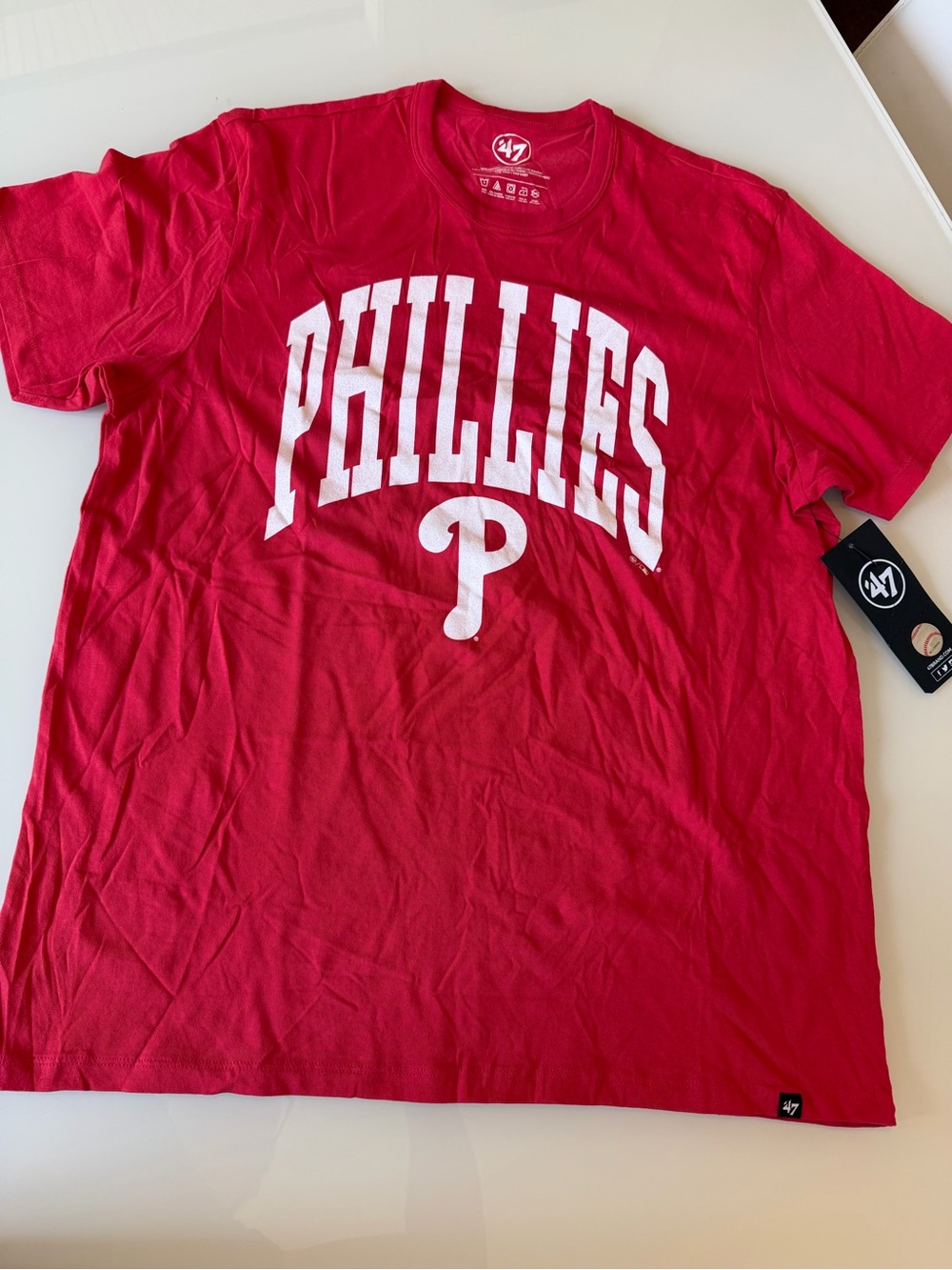 47 Brand MLB Phillies Red T-Shirt with White Chest Logo - size XL